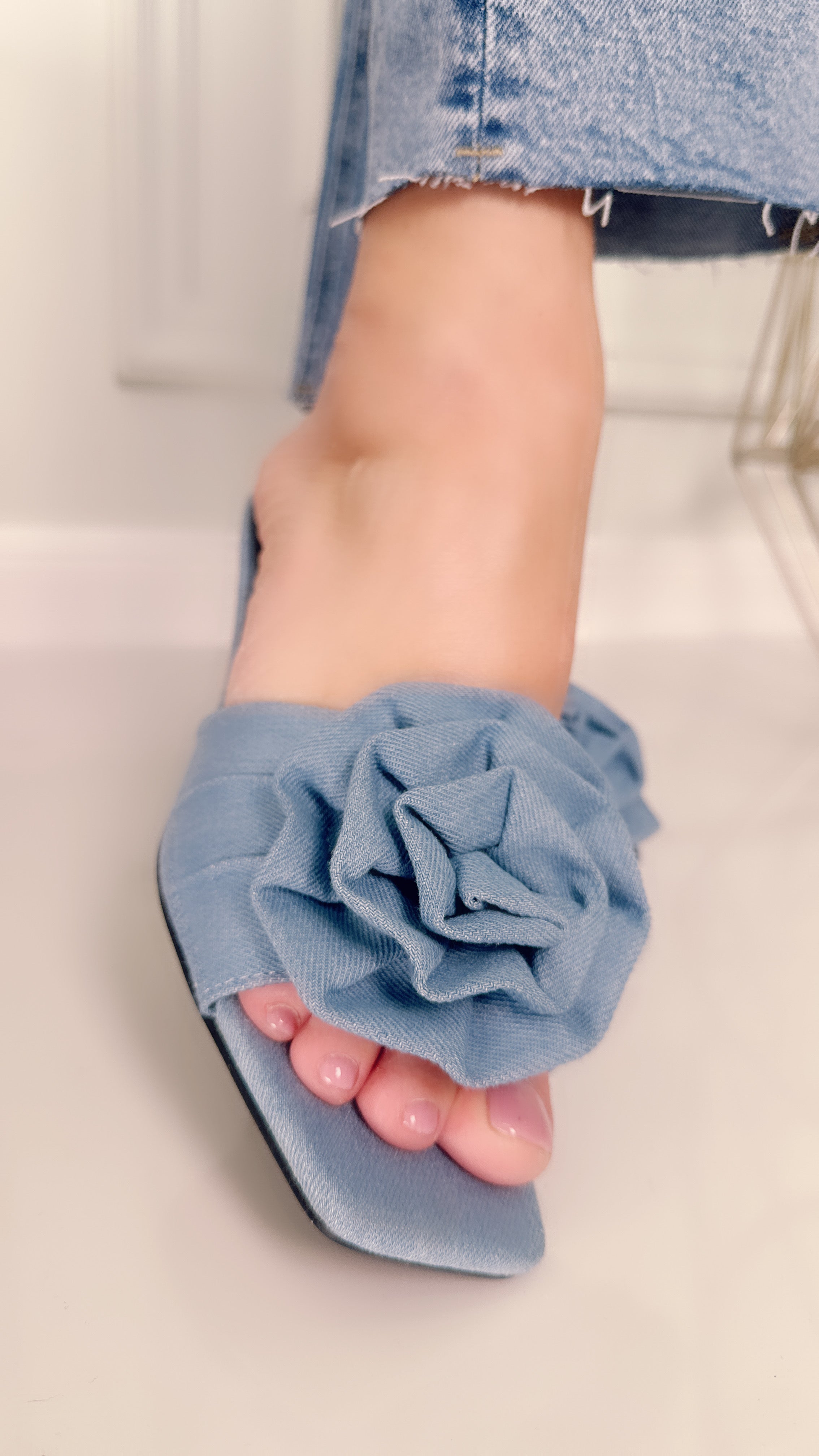 Ciabattina Denim roses cc33